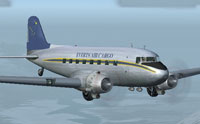 Screenshot of Everts Air Cargo Douglas DC-3 in flight.