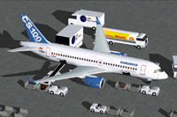 Screenshot of Bombardier FTV1 CSeries 100 in house colors.