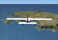 Plane flying over Fair Isle.
