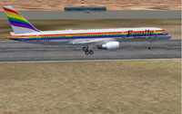 Screenshot of Family Airlines Boeing 757-200 on runway.