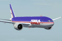 Screenshot of FedEx Boeing 777-F in flight.