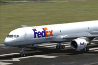 Screenshot of Fedex Boeing 757 on runway.