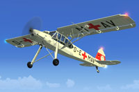 Screenshot of Fieseler Storch Fi 156 D-EMAV in flight.
