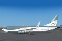 Screenshot of FlightSimulatorNetwork Boeing 737-800 on the ground.