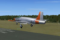 Screenshot of Fokker S-14 Mach-Trainer L-11 landing on runway.