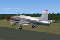 Screenshot of Fokker S-14 Mach-Trainer landing on runway.