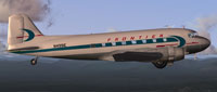 Screenshot of Frontier Airlines Douglas DC-3 in flight.