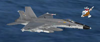 Screenshot of VRS F-18E Super Bug flying over the ocean.