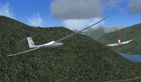 Screenshot of a glider being towed.