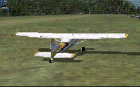 Screenshot of plane on a grass strip.