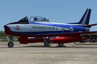 Screenshot of Hellenic Flame North American F-86 on the ground.