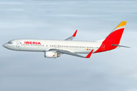 Screenshot of Iberia Airlines Boeing 737-856WL in flight.