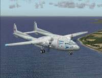 Screenshot of Imperial Airways C-119 flying by the coast.