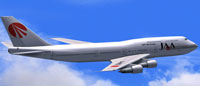 Screenshot of Japan Asia Airways Boeing 747-300 in flight.