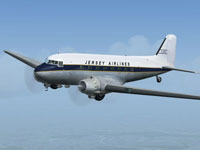 Screenshot of Jersey Airlines Douglas DC-3 in the air.