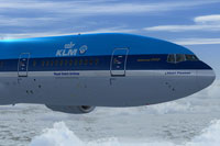 Screenshot of KLM Boeing 777-200LR in flight.