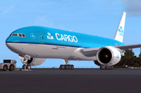 Screenshot of KLM Cargo Boeing 777 on the ground.
