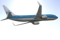 Screenshot of KLM Royal Dutch Airlines Boeing 737-800 in flight.