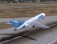 Screenshot of LAB Boeing 727-200 taking off.