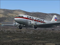 Screenshot of LAN Chile Douglas DC-3 in flight.