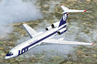 Screenshot of LOT Tu-154M in flight.