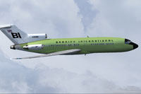 Screenshot of Lime Green Boeing 721 in flight.