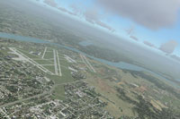 Aerial view of Little Rock National Airport and the surrounding scenery.