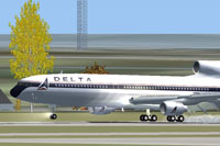 Screenshot of Lockheed L-1011 Tristar 500 landing on runway.