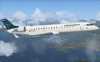 Screenshot of Lufthansa CRJ 700 in flight.