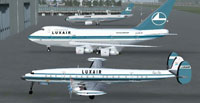 Screenshot of Luxair fleet on the ground.