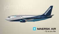 Profile view of Maersk Air Boeing 737-500.