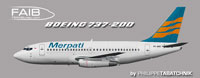 Profile view of Merpati Boeing 737-200 ADV.