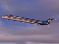 Screenshot of Midwest McDonnell Douglas MD-83 in the air.