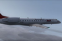 Screenshot of Mozambique Express Embraer 145 in flight.