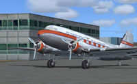 Screenshot of New Zealand National Airways DC-3 on the ground.