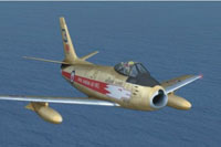 Screenshot of North American F-86A in flight.