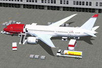 Screenshot of Norwegian Boeing 787-8 with ground services.