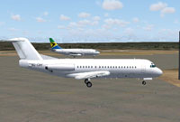 Screenshot of Ocean Airlines Fokker F28 on the ground.