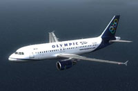 Screenshot of Olympic Air Airbus A319 in flight.