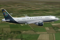 Screenshot of Olympic Airlines Airbus A320-200 in flight.