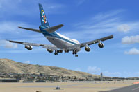 Screenshot of Olympic Airways Boeing 747-200 landing on runway.