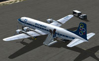 Screenshot of Olympic Airways DC-6B Mainliner on the ground.