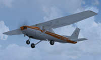 Screenshot of Orange Cessna 152 C-GZBX in flight.