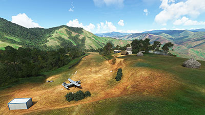 Owenga (AYWW) airstrip in Microsoft Flight Simulator after installing this freeware scenery mod.
