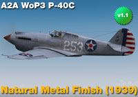 Screenshot of P-40C with a weathered natural metal finish.