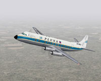 Screenshot of PLUNA Viscount 827 in flight.