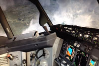 Screenshot of PMDG Boeing 737-800 NGX virtual cockpit.