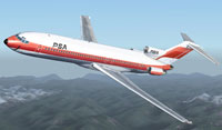 Screenshot of PSA Boeing 727-200 in flight.