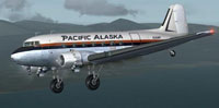 Screenshot of Pacific Alaska's Douglas DC-3, fresh out of the shop.