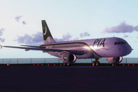 Screenshot of Pakistan International Airlines Airbus A320-232 on the ground.